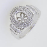 Sterling Silver Semi Mount Ring Setting Oval OV 9X7mm White Topaz PJC17761R - Syzjewelry